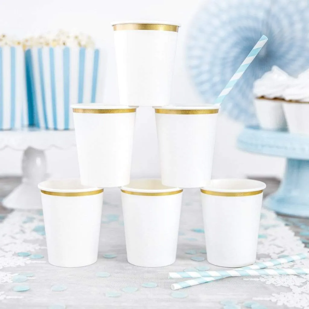 Gold Trim White Cups (6 Pack)