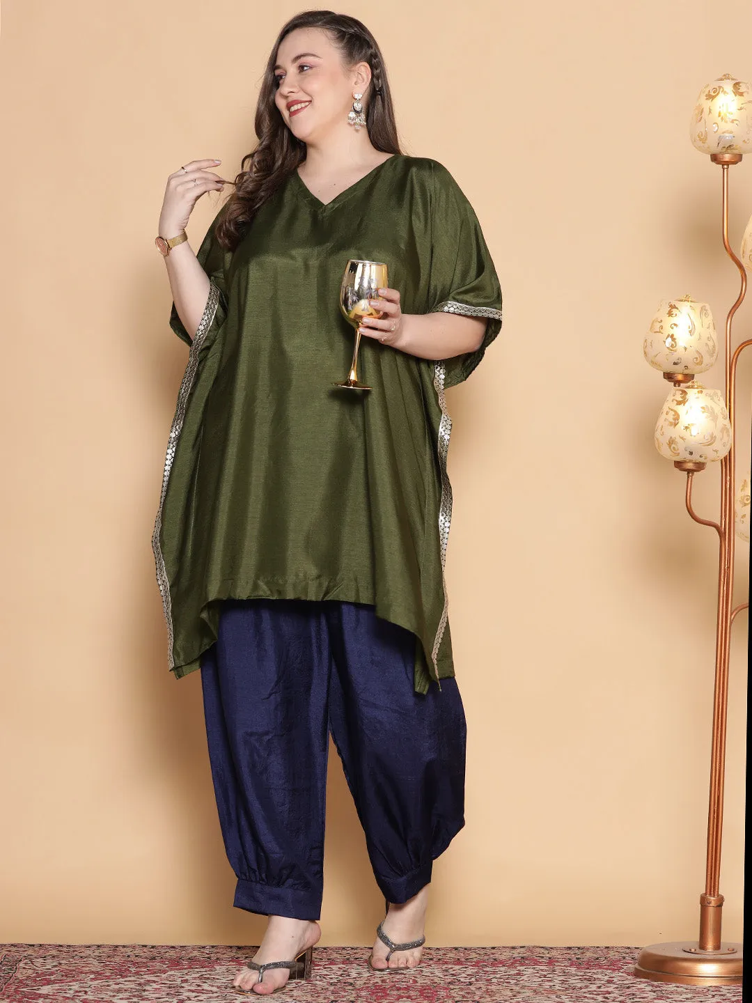 Navy Silk Afghani Salwar