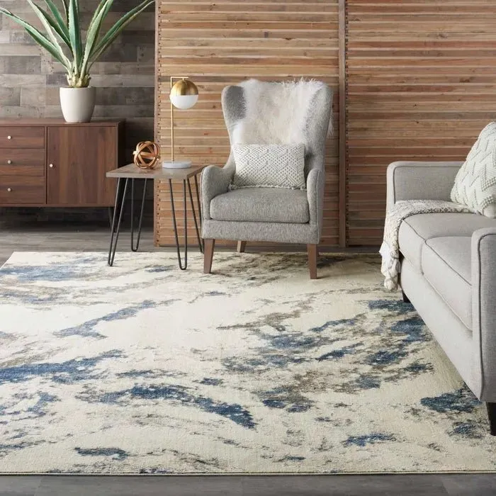 Silky Textures SLY03 Blue/Ivory Rug