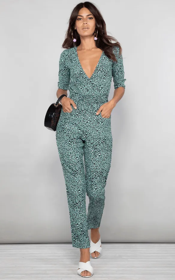 Zion Jumpsuit in Mint Ditzy Leopard